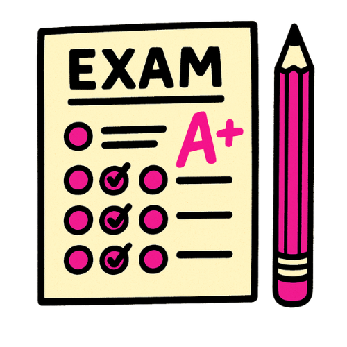 animated paper and pencil exam symbol